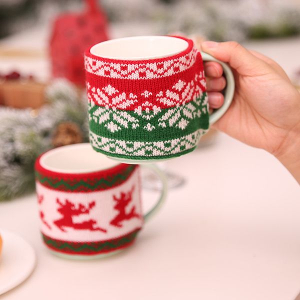 christmas decoration for home mug cover christmas tree snowflake elk knitted cup cover new year party table decor
christmas decoration for home mug cover christmas tree snowflake elk knitted cup cover new year party table decor