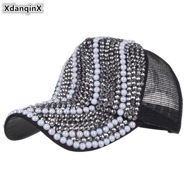 xdanqinx fashion women's ponytail baseball cap pearl decoration hip-hop hats adjustable mesh breathable tongue caps snapback cap, Blue;gray
xdanqinx fashion women's ponytail baseball cap pearl decoration hip-hop hats adjustable mesh breathable tongue caps snapback cap, Blue;gray