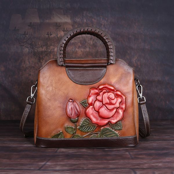 2020new retro leather handbag hand-brushed fashion rose embossed shoulder bag messenger bag
2020new retro leather handbag hand-brushed fashion rose embossed shoulder bag messenger bag
