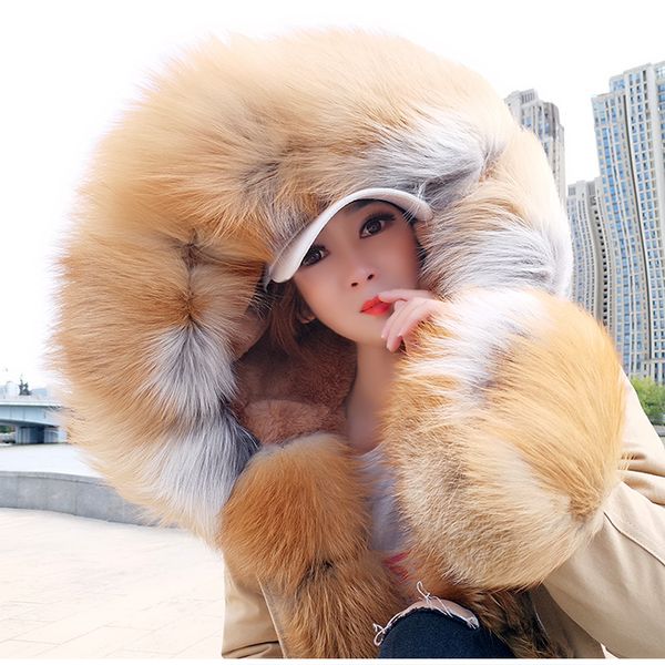 lavish red brown fox fur placket trim maomaokong brand red brown fox and rabbit fur lining khaki mini parkas, Black
lavish red brown fox fur placket trim maomaokong brand red brown fox and rabbit fur lining khaki mini parkas, Black