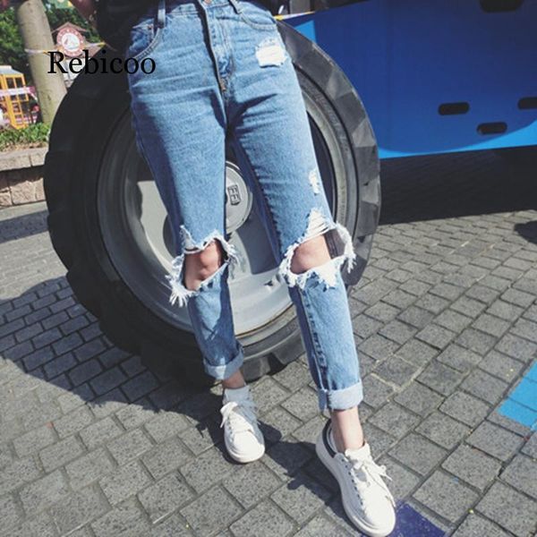 women jeans for women high elastic jeans female ripped hole ankle pencil pants stretch streetwear trousers, Blue
women jeans for women high elastic jeans female ripped hole ankle pencil pants stretch streetwear trousers, Blue