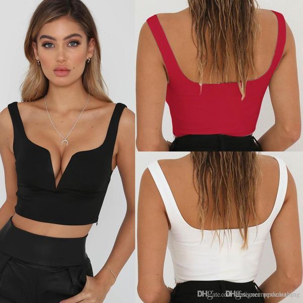 deep v women designer crop solid color short tees tshirts clothing for female vestidoes, White 
deep v women designer crop solid color short tees tshirts clothing for female vestidoes, White