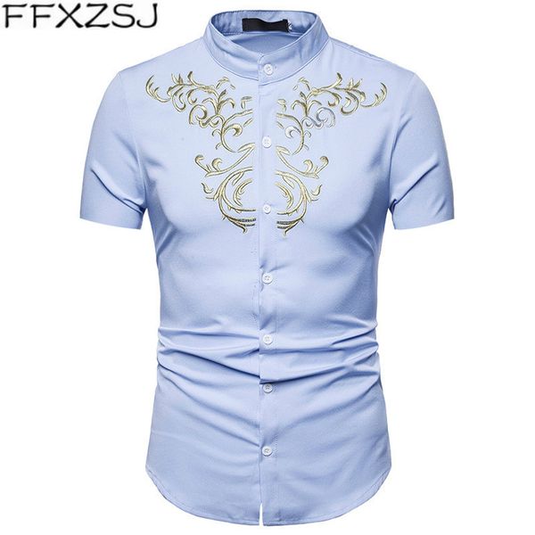 men's casual shirts ffxzsj brand high-quality shirt fashionable embroidered summer short-sleeved stand short europeansize, White;black
men's casual shirts ffxzsj brand high-quality shirt fashionable embroidered summer short-sleeved stand short europeansize, White;black