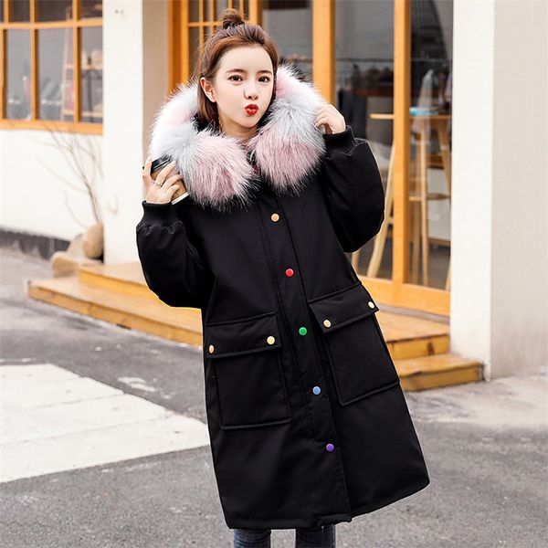 large size cotton jacket women mid long coat 2019 winter new loose large fur collar hooded parkas female cotton outerwear jiu306, Black
large size cotton jacket women mid long coat 2019 winter new loose large fur collar hooded parkas female cotton outerwear jiu306, Black