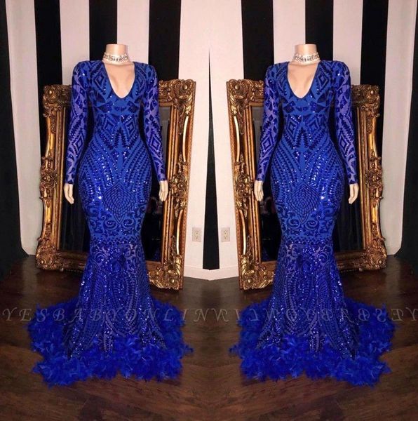 royal blue lace feather mermaid prom dresses black girls v neck long sleeves sweep train formal evening party gowns real image bc3607
royal blue lace feather mermaid prom dresses black girls v neck long sleeves sweep train formal evening party gowns real image bc3607
