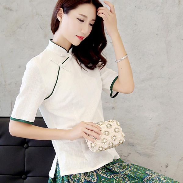 white china shirt women qipao chinese traditional clothing vintage national style folk ethnic cotton linen cheongsam blouse, Red
white china shirt women qipao chinese traditional clothing vintage national style folk ethnic cotton linen cheongsam blouse, Red
