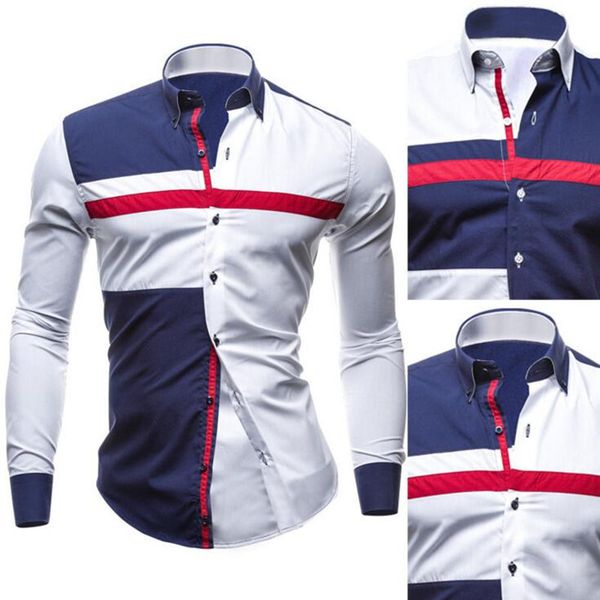 brand new 2019 autumn men casual shirt fashion patchwork long sleeve mens shirts slim fit dress shirt camisa men clothes -xxl, White;black 
brand new 2019 autumn men casual shirt fashion patchwork long sleeve mens shirts slim fit dress shirt camisa men clothes -xxl, White;black