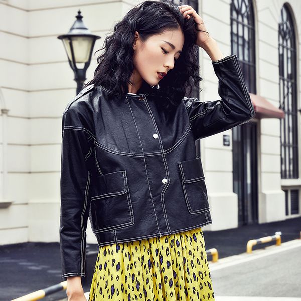 2018 new autumn women loose faux soft pu leather jackets lady motorcycel biker bawing sleeve coat streetwear black beige
2018 new autumn women loose faux soft pu leather jackets lady motorcycel biker bawing sleeve coat streetwear black beige