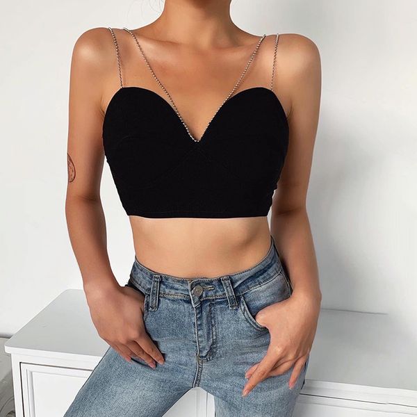 women's tanks & camis 2021 arrivals summer fashion cute chain spaghetti strap v neck black solid high street women, White
women's tanks & camis 2021 arrivals summer fashion cute chain spaghetti strap v neck black solid high street women, White