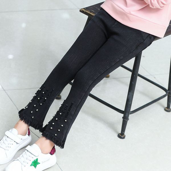 children spring autumn black fringe pants new fashion kids girl beaded jeans comfortable cotton casual denim trousers for teens, White
children spring autumn black fringe pants new fashion kids girl beaded jeans comfortable cotton casual denim trousers for teens, White