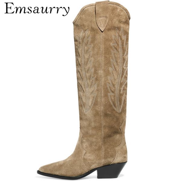 new arrival 2019 sewing knight boots thick heel point toe suede knee high boots embroidery long women, Black
new arrival 2019 sewing knight boots thick heel point toe suede knee high boots embroidery long women, Black