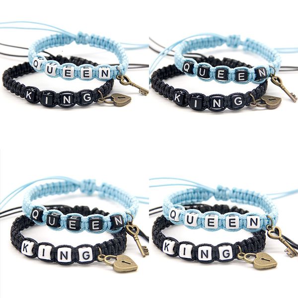 2pcs/pair handmade couple bracelets elegant black blue beadeds king queen with key lock rope chains lovers women men gifts craft, Golden;silver
2pcs/pair handmade couple bracelets elegant black blue beadeds king queen with key lock rope chains lovers women men gifts craft, Golden;silver