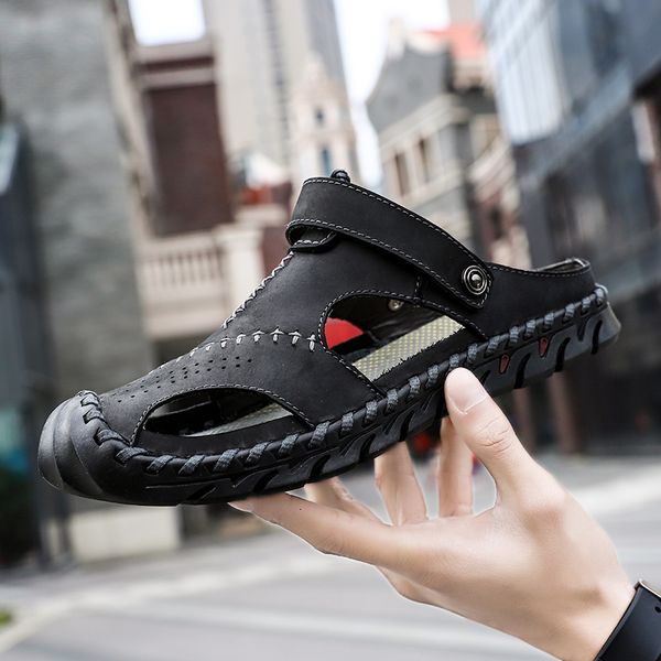 size 46 sandals men spring summer outdoor genuine leather casual shoes men flip flops breather slippers beach shoes sandals, Black
size 46 sandals men spring summer outdoor genuine leather casual shoes men flip flops breather slippers beach shoes sandals, Black