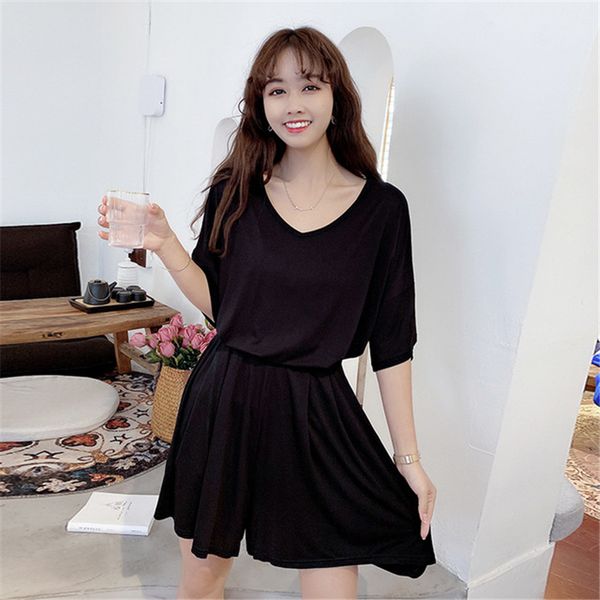 women's pajamas 2020 summer new short-sleeved shorts suit loose large size casual thin simple fashion home service pigiama donna, Black;red
women's pajamas 2020 summer new short-sleeved shorts suit loose large size casual thin simple fashion home service pigiama donna, Black;red