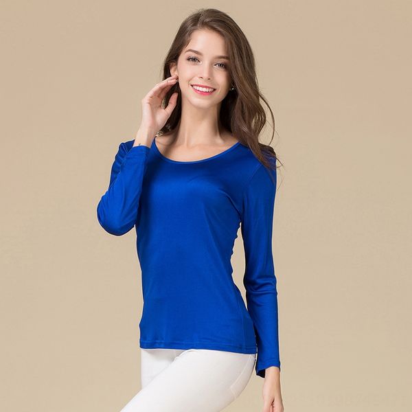 season women's silk round collar slim long sleeve t-shirt mulberry pullover silk double-sided knitted pullover base shirt women's, White
season women's silk round collar slim long sleeve t-shirt mulberry pullover silk double-sided knitted pullover base shirt women's, White