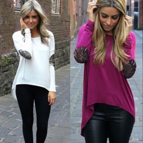 wholesale-2015 new fashion women ladies casual long sleeve patchwork crewneck loose t shirt 1, White 
wholesale-2015 new fashion women ladies casual long sleeve patchwork crewneck loose t shirt 1, White
