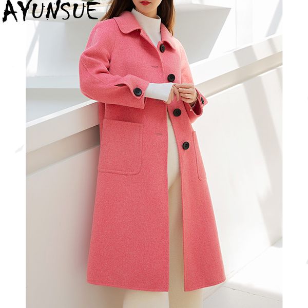 ayunsue double side 100% wool coat 2019 autumn winter jacket women long woolen coats and jackets women korean outwear my3643, Black
ayunsue double side 100% wool coat 2019 autumn winter jacket women long woolen coats and jackets women korean outwear my3643, Black