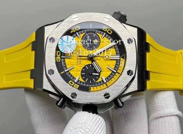 luxury mens business climbing diver chronograph watch jf 26703 edition yellow dial 42mm on blue rubber strap eta 3126 wristwatches, Slivery;brown 
luxury mens business climbing diver chronograph watch jf 26703 edition yellow dial 42mm on blue rubber strap eta 3126 wristwatches, Slivery;brown