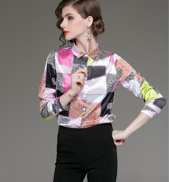 high grade geometric printed shirt women spring shirt lapel neck slim fit women long sleeves shirt, White
high grade geometric printed shirt women spring shirt lapel neck slim fit women long sleeves shirt, White