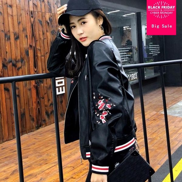 2018 autumn fashion women faux slim pu leather jacket embroidery coat female black biker long sleeve moto femme outwear l1128
2018 autumn fashion women faux slim pu leather jacket embroidery coat female black biker long sleeve moto femme outwear l1128