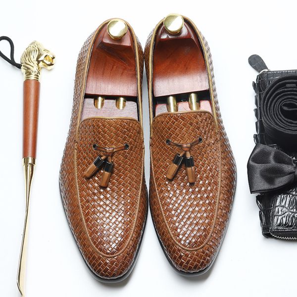 luxury men handmade weaving shoes vintage dark brown business shoes italian custom formal business work flats suits gents, Black
luxury men handmade weaving shoes vintage dark brown business shoes italian custom formal business work flats suits gents, Black