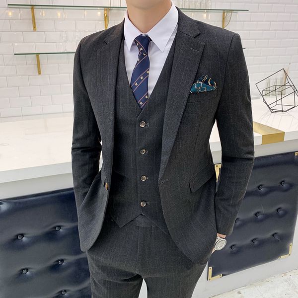 2020 new business leisure men's suit suit small plaid bridegroom dress three piece bridegroom dress banquet, White;black
2020 new business leisure men's suit suit small plaid bridegroom dress three piece bridegroom dress banquet, White;black