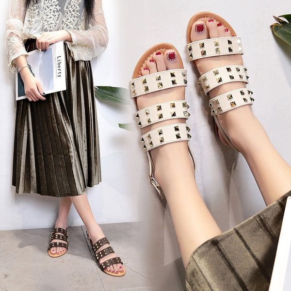 summer white brown black flats sandals women rivet buckle strap beach sandals gladiator clear open toe ladies shoes big size
summer white brown black flats sandals women rivet buckle strap beach sandals gladiator clear open toe ladies shoes big size