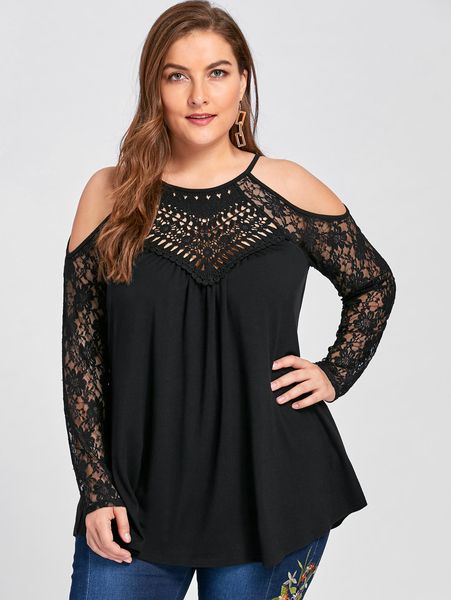 wipalo plus size 5xl lace trim v neck cold shoulder flowy femme lace crochet vintage shirt women summer 2017 oversize, White
wipalo plus size 5xl lace trim v neck cold shoulder flowy femme lace crochet vintage shirt women summer 2017 oversize, White