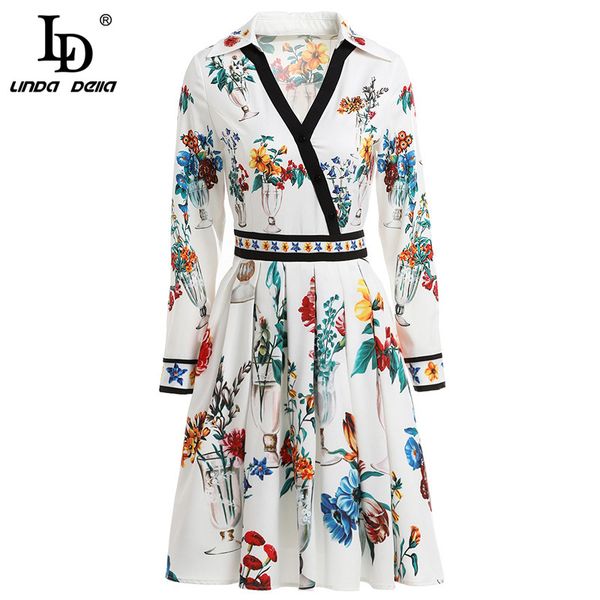 ld linda della 2019 new spring fashion runway dress women's long sleeve v neck casual white floral print a line dress, Black;gray
ld linda della 2019 new spring fashion runway dress women's long sleeve v neck casual white floral print a line dress, Black;gray