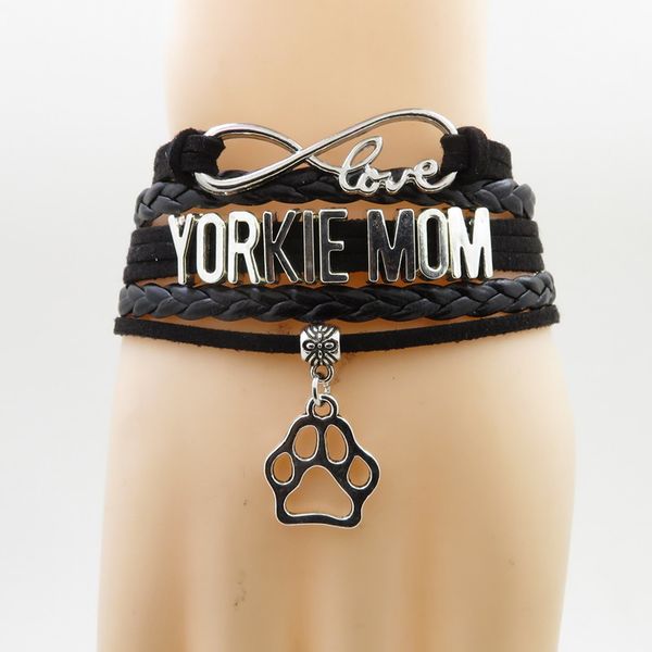love dog claws infinity love yorkie mom bracelet dog paw charm leather wrap bracelets & bangles for women and men jewelry, Golden;silver
love dog claws infinity love yorkie mom bracelet dog paw charm leather wrap bracelets & bangles for women and men jewelry, Golden;silver