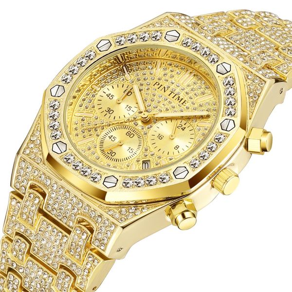 chronograph mens watches iced out watch gold diamond watch for men clock date quartz relogio masculino, Slivery;brown
chronograph mens watches iced out watch gold diamond watch for men clock date quartz relogio masculino, Slivery;brown