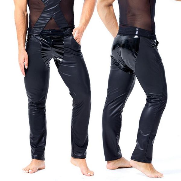 pants men novelty fashion pockets shiny patent faux leather pants slim long trousers nightclub dancing cute costume, Black
pants men novelty fashion pockets shiny patent faux leather pants slim long trousers nightclub dancing cute costume, Black