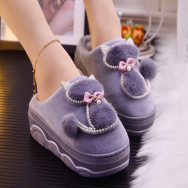 cut cat slippers winter women home shoes with pearl cotton fashion plash think sole flat slippers lady shoes platform, Black
cut cat slippers winter women home shoes with pearl cotton fashion plash think sole flat slippers lady shoes platform, Black