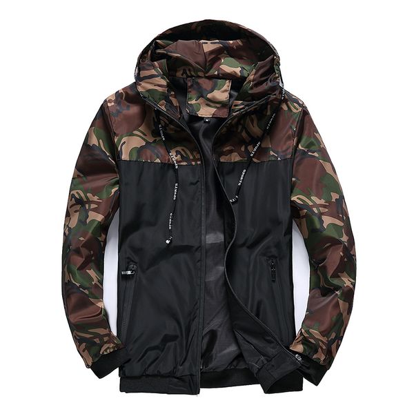 mens camouflage print jacket hoodie zipper pocket long sleeve casual coat, Black;brown
mens camouflage print jacket hoodie zipper pocket long sleeve casual coat, Black;brown