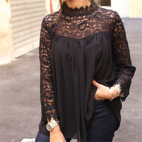 2019 women lace long sleeve hollow out shirt female spring autumn ruffle shirt casual loose crew neck elegant blouse, White
2019 women lace long sleeve hollow out shirt female spring autumn ruffle shirt casual loose crew neck elegant blouse, White
