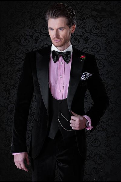 новые нагрудные вельвет фиолетовый groomsmen one button groom tuxedos 3 шт мужские костюмы свадебная / prom best man blazer (куртка + брюки, Black;gray 
новые нагрудные вельвет фиолетовый groomsmen one button groom tuxedos 3 шт мужские костюмы свадебная / prom best man blazer (куртка + брюки, Black;gray