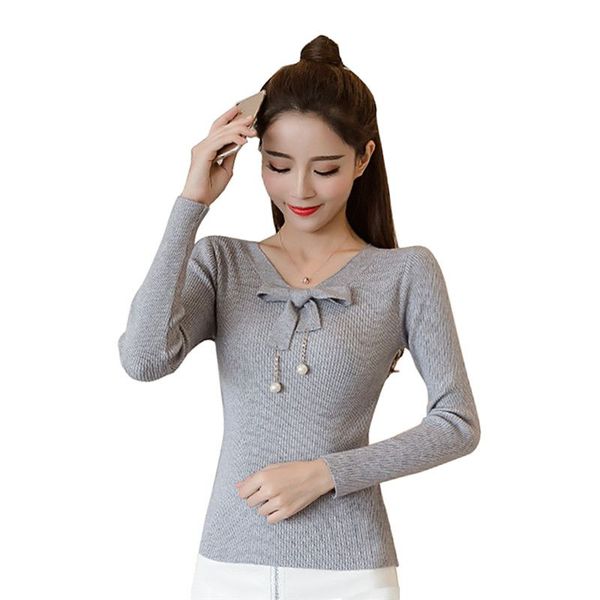 women autumn knitted bow sweater round collar slim solid long-sleeved casual wild bottoming tops sweet sweaters tops female, White;black
women autumn knitted bow sweater round collar slim solid long-sleeved casual wild bottoming tops sweet sweaters tops female, White;black