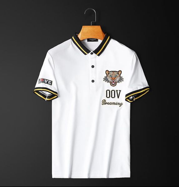 2020 new men's short sleeve polo shirt pure cotton slim fashion boutique men's polo shirt polo collar half sleeve tiger head 03, White;black
2020 new men's short sleeve polo shirt pure cotton slim fashion boutique men's polo shirt polo collar half sleeve tiger head 03, White;black