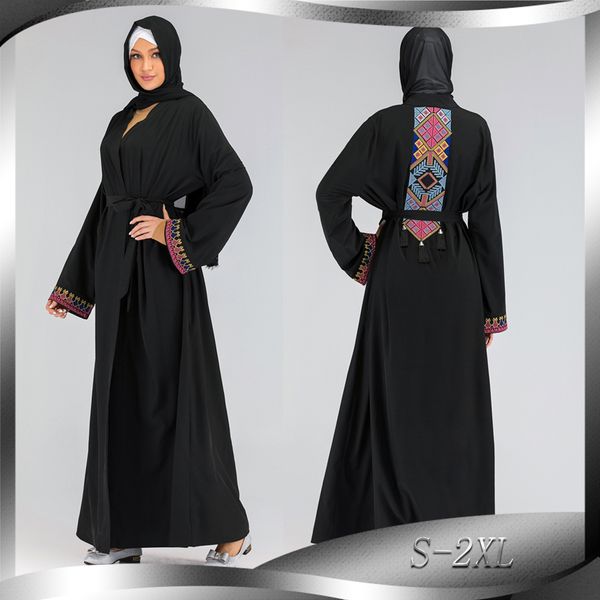 ins2019 fashion classic embroidered tassled lace-up abaya cardigan robe 1742, White;black
ins2019 fashion classic embroidered tassled lace-up abaya cardigan robe 1742, White;black