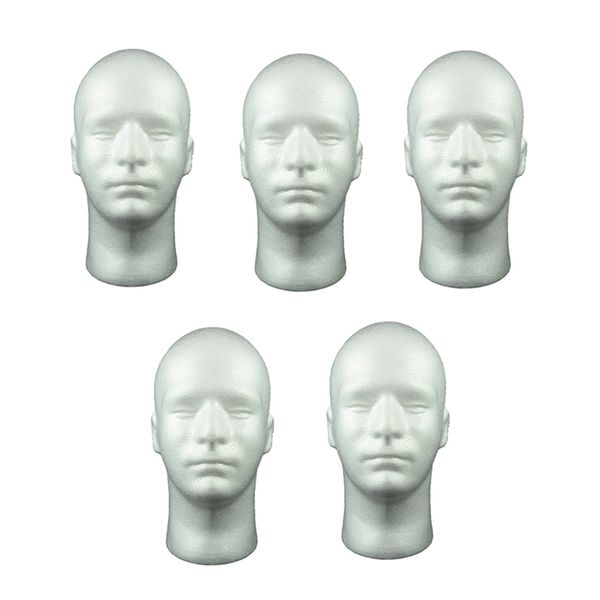 5 pack 20\" male styrofoam foam mannequin manikin head wig display hat glasses, White
5 pack 20\" male styrofoam foam mannequin manikin head wig display hat glasses, White
