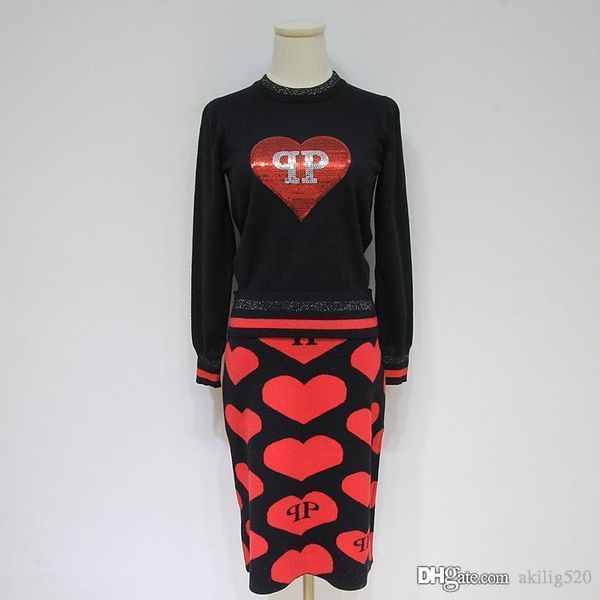 2019 autumn and winter europe and america love color contrast embroidery beads long sleeve piece knit suit skirt size s-l, White;black
2019 autumn and winter europe and america love color contrast embroidery beads long sleeve piece knit suit skirt size s-l, White;black