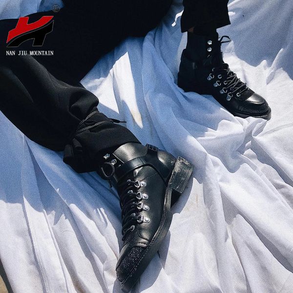 nan jiu mountain new flat women's boots autumn winter straps ankle boots fashion metal decoration motorcycle, Black
nan jiu mountain new flat women's boots autumn winter straps ankle boots fashion metal decoration motorcycle, Black