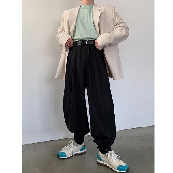 men's pants male loose vintage fashion suit long harem trousers men korea japan style streetwear casual bundle hem, Black
men's pants male loose vintage fashion suit long harem trousers men korea japan style streetwear casual bundle hem, Black