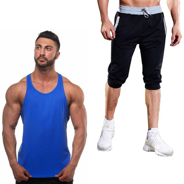 men's seven point shorts + 100% cotton vest suit men's fitness vest fitness suit cotton sleeveless + shorts, Gray
men's seven point shorts + 100% cotton vest suit men's fitness vest fitness suit cotton sleeveless + shorts, Gray