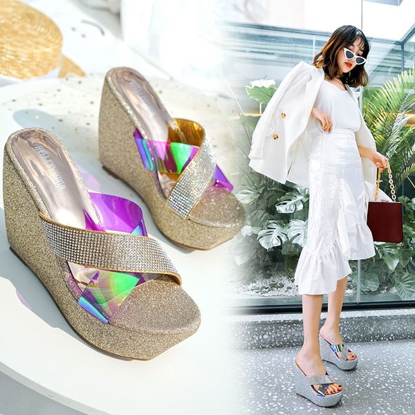 cross-tied med glitter slides slippers platform women heels sliders shoes multicolored sandals ladies flip flops on a wedge, Black
cross-tied med glitter slides slippers platform women heels sliders shoes multicolored sandals ladies flip flops on a wedge, Black