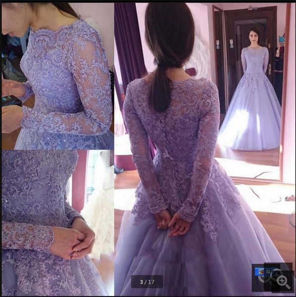vestido de festa modest lavender lace appliques long sleeve ball gown prom dress vintage scoop neck princess prom gowns sale, Black
vestido de festa modest lavender lace appliques long sleeve ball gown prom dress vintage scoop neck princess prom gowns sale, Black