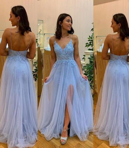 straps 202 lavender a line prom dress dresses backless lace appliques split front formal evening gowns tulle graduation party dress, Black
straps 202 lavender a line prom dress dresses backless lace appliques split front formal evening gowns tulle graduation party dress, Black
