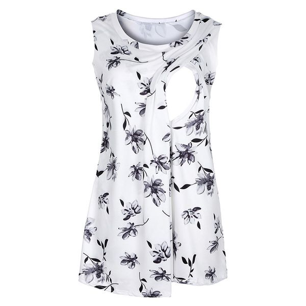 sleeveless round neck layered flower print breastfeeding women maternity sleeveless floral print nursing vest tank, White
sleeveless round neck layered flower print breastfeeding women maternity sleeveless floral print nursing vest tank, White
