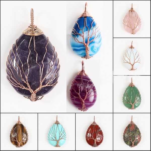 waterdrop necklace pendants agate natural stone tree of life jewelry for women charms bohemian rose gold wrap fashion jewelry, Silver
waterdrop necklace pendants agate natural stone tree of life jewelry for women charms bohemian rose gold wrap fashion jewelry, Silver
