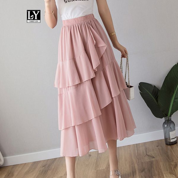 skirts ly varey lin women summer ruffled sweet cake long slim elastic high waist hem asymmetric chiffon skirt, Black
skirts ly varey lin women summer ruffled sweet cake long slim elastic high waist hem asymmetric chiffon skirt, Black